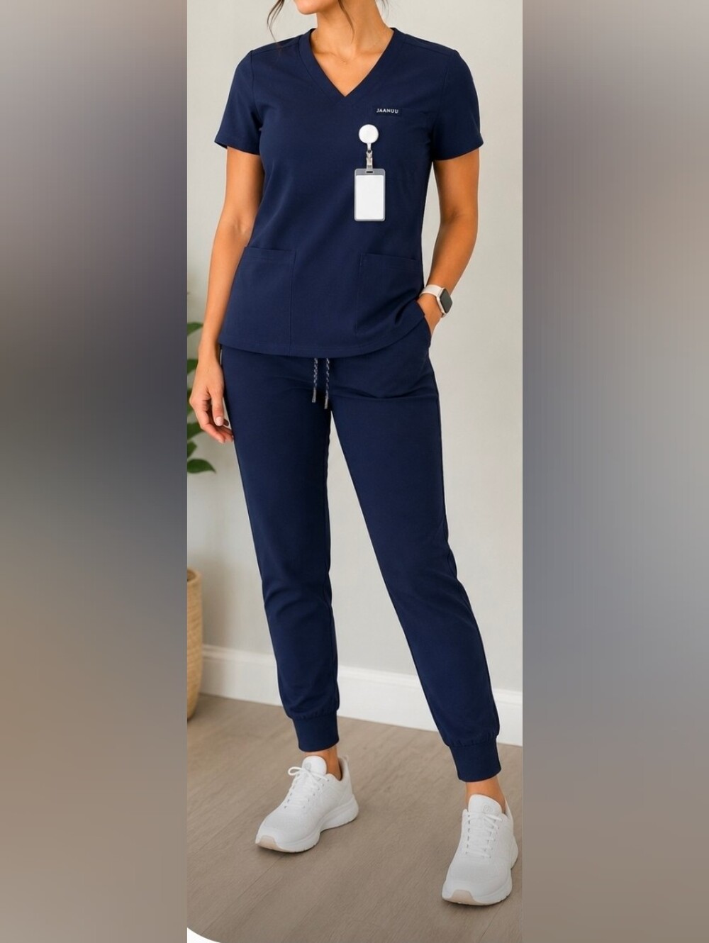 Jaanuu Navy Scrub Set Top XS /Jogger Pants Small Premium Medical Uniform Nurse